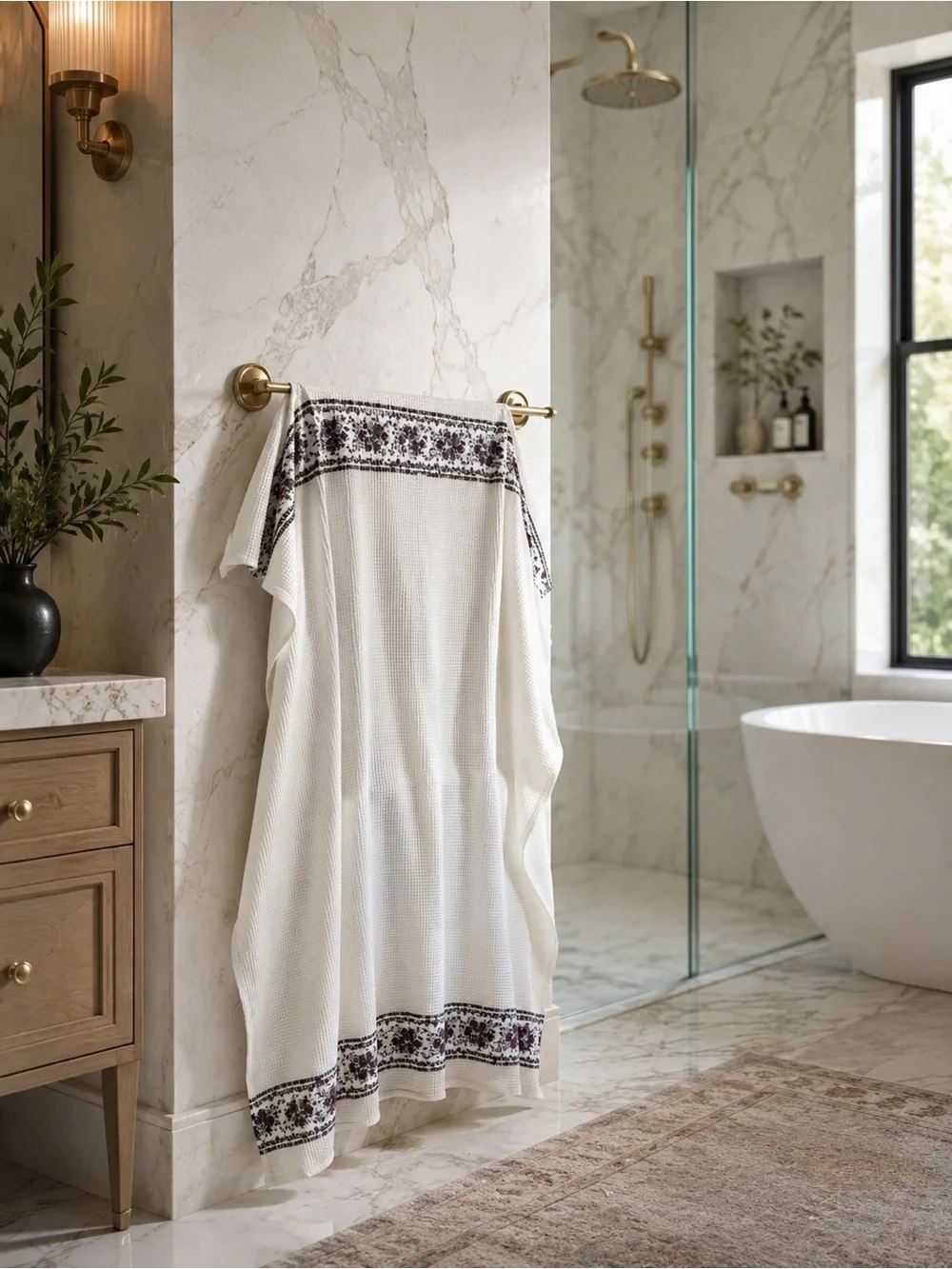 NWT Inka Paradise Waffle Weave Bath Towel | 30” x 60” | Handmade in India
